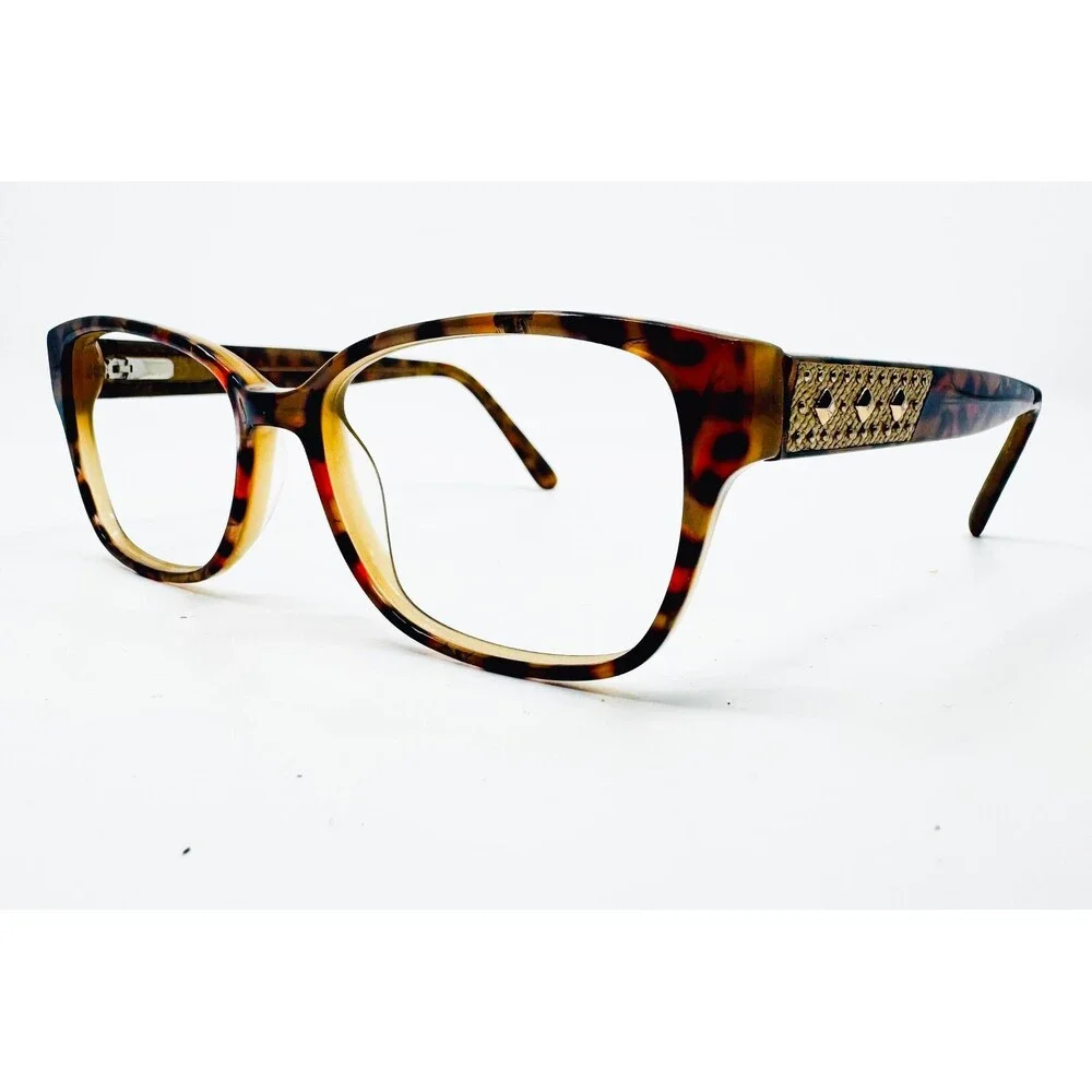 Bebe Eyeglasses Womens Brown Tortoise Animal Studded 53-17-135